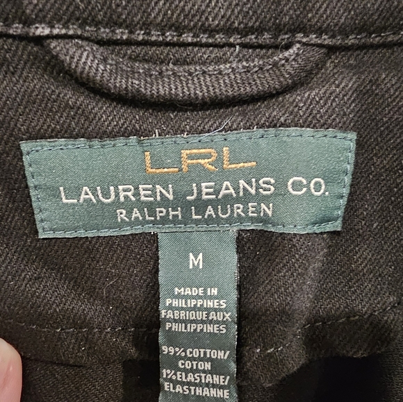 LRL Lauren Jeans Manhatten Denim Black Jean Jacket Womens Size M - Picture 14 of 15